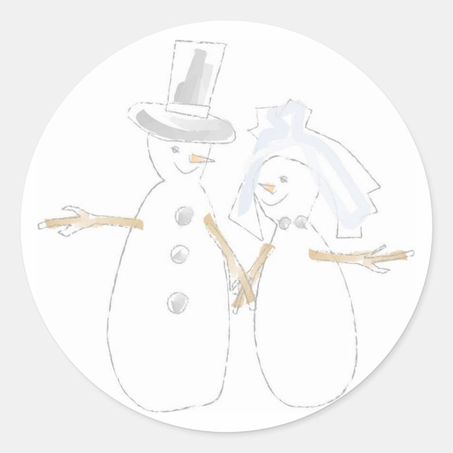 Snowman Love Couple Holiday Design Seals (Front)