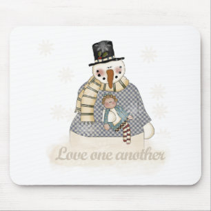 Snowman Love One Another Mouse Pad
