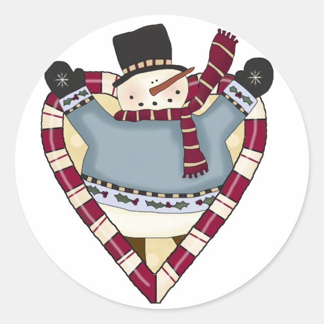 Snowman Love T-shirts and Gifts Classic Round Sticker (Front)