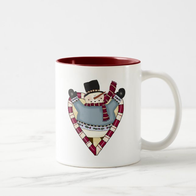Snowman Love T-shirts and Gifts Two-Tone Coffee Mug (Right)