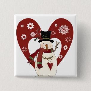 Snowman Loves Snow T-shirts and Gifts 15 Cm Square Badge
