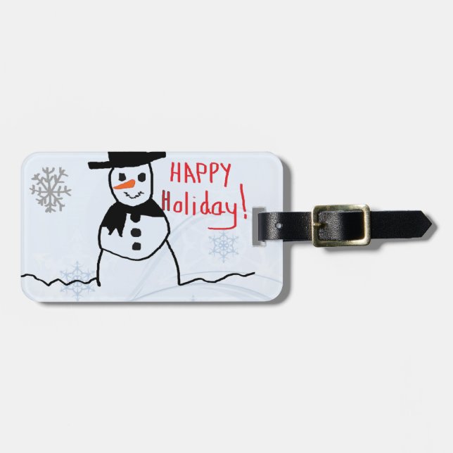 Snowman Luggage Tag (Front Horizontal)