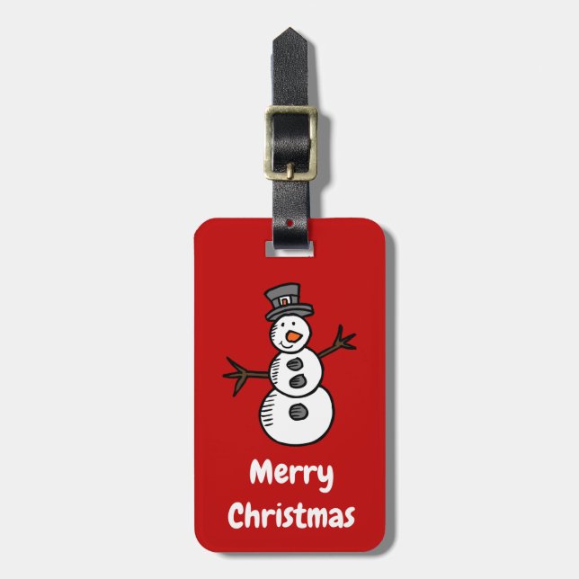 Snowman Luggage Tag (Front Vertical)