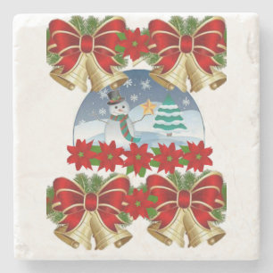 Snowman Marble Stone Coaster Christmas