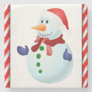 Snowman Marble Stone Coaster Christmas