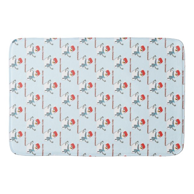 Snowman. Merry Christmas! Bath Mat (Front)