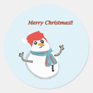 Snowman, Merry Christmas! Classic Round Sticker