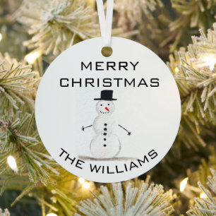 Snowman Merry Christmas Festive Winter Cute Metal Tree Decoration