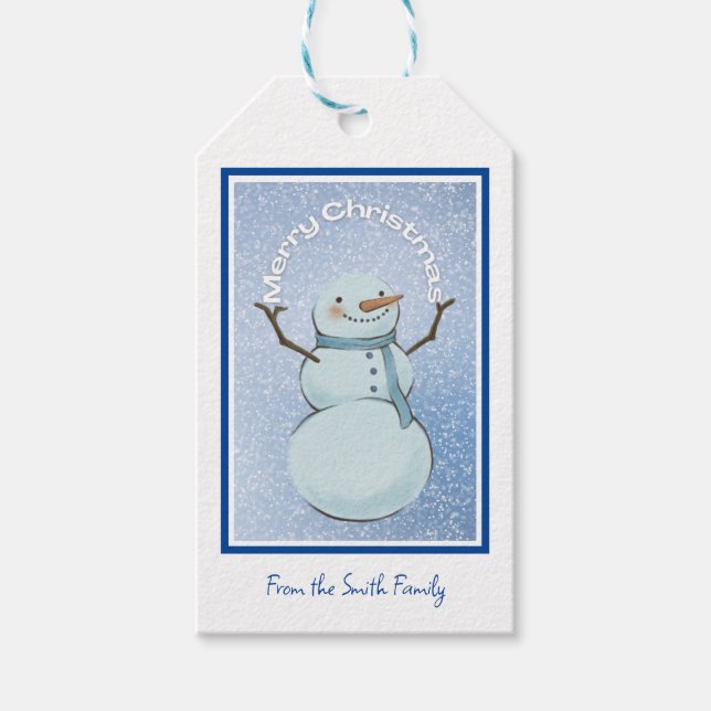 Snowman Merry Christmas  Gift Tags (Front)