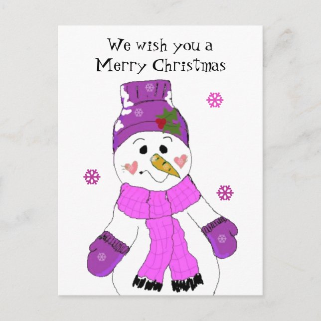 Snowman - Merry Christmas Holiday Postcard (Front)