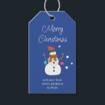 Snowman Merry Christmas Personalised Gift Tags<br><div class="desc">Personalised christmas gift tag with snowman,  snowballs and handwritten greeting. The template is set up for you to customise the greeting if you wish and personalise with your sign off and name(s). Matching gift wrap available in my store.</div>