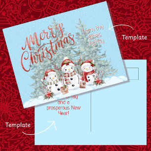 Snowman Merry Christmas Postcard