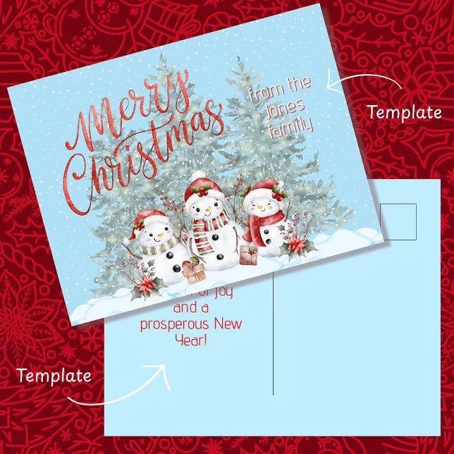 Snowman Merry Christmas Postcard (Cute Snowman Holiday Postcard)