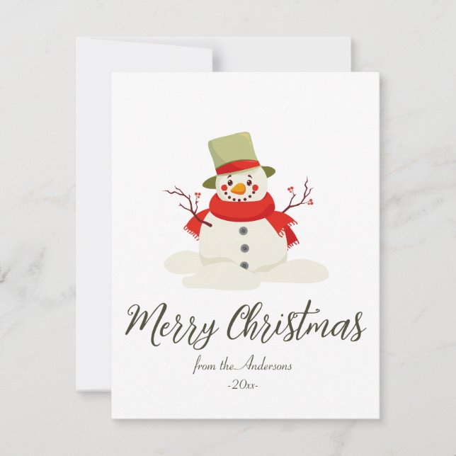 Snowman Merry Christmas Simple Cute Modern Holiday Card (Front)