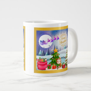 Snowman Merry Christmas Tree Gift & Happy New Year Large Coffee Mug