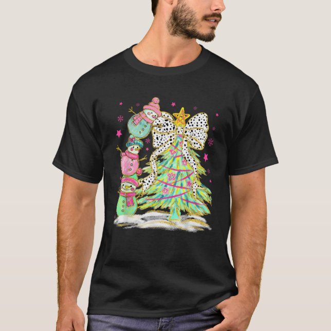 Snowman Merry Christmas Xmas Tree Family Pyjamas H T-Shirt (Front)