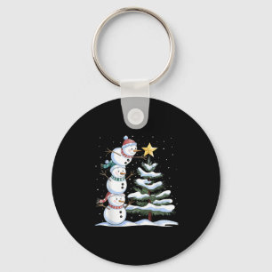 Snowman Merry Christmas Xmas Tree Snow Family Paja Key Ring