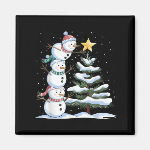 Snowman Merry Christmas Xmas Tree Snow Family Paja Magnet
