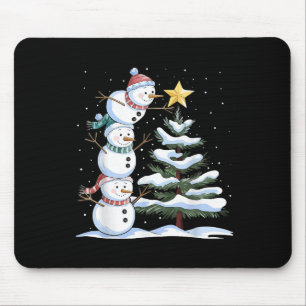 Snowman Merry Christmas Xmas Tree Snow Family Paja Mouse Pad