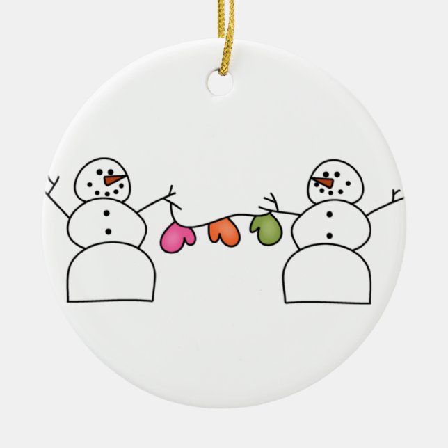Snowman Mittens Ornament (Front)