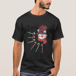 Snowman Momom Candy Cane Red Plaid Christmas Gifts T-Shirt