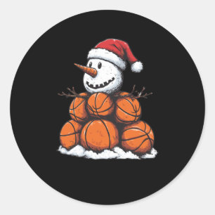 Snowman Mvp Basketball Christmas  Classic Round Sticker
