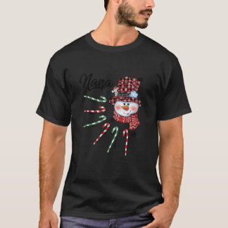 Snowman Nana Candy Cane Red Plaid Christmas Gifts  T-Shirt