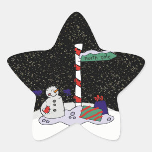 Snowman & North Pole - Star Sticker