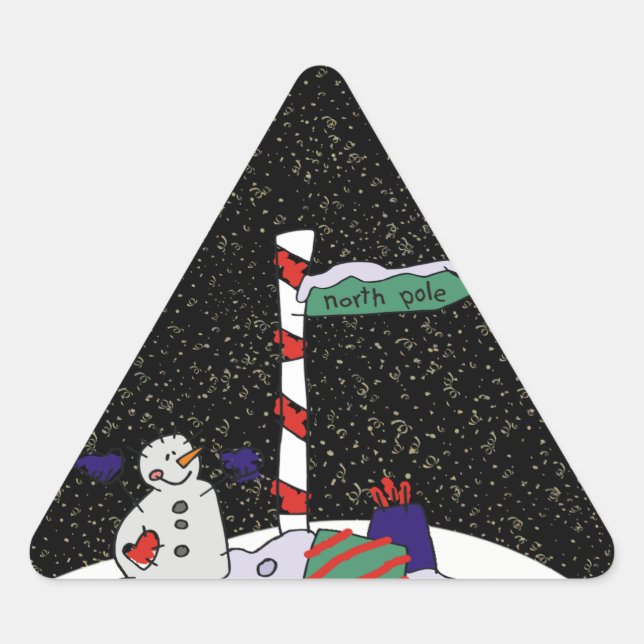 Snowman & North Pole - Triangle Sticker (Front)