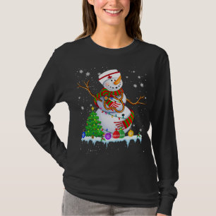 Snowman Nurse Christmas Lights Xmas Tree Snowman N T-Shirt