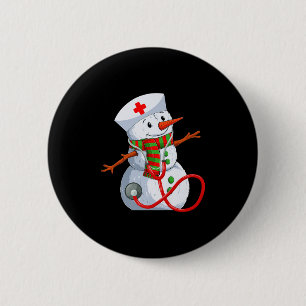 Snowman Nurse Christmas Stethoscope Nursing Scrub  6 Cm Round Badge