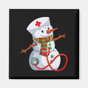 Snowman Nurse Christmas Stethoscope Nursing Scrub Magnet
