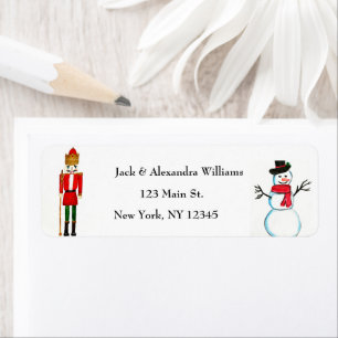 Snowman Nutcracker Cute Christmas Return Address Label