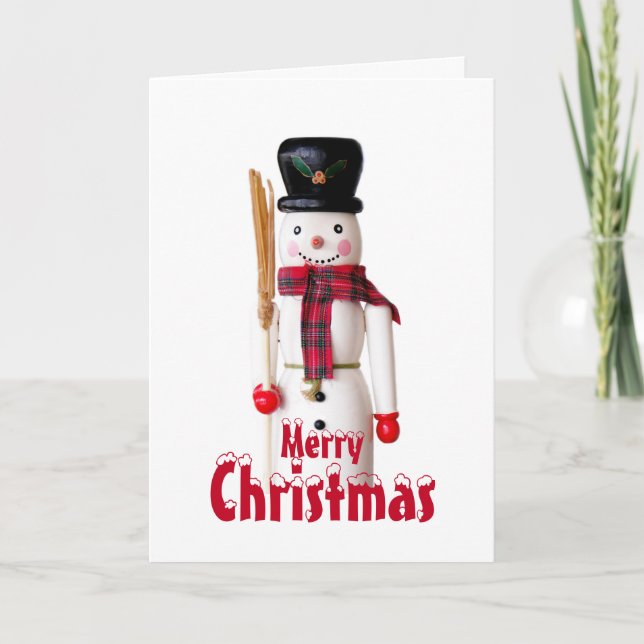 Snowman Nutcracker - Personalised Text Holiday Card (Front)
