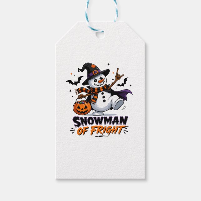 Snowman of Fright Halloween Gift Tags (Front)