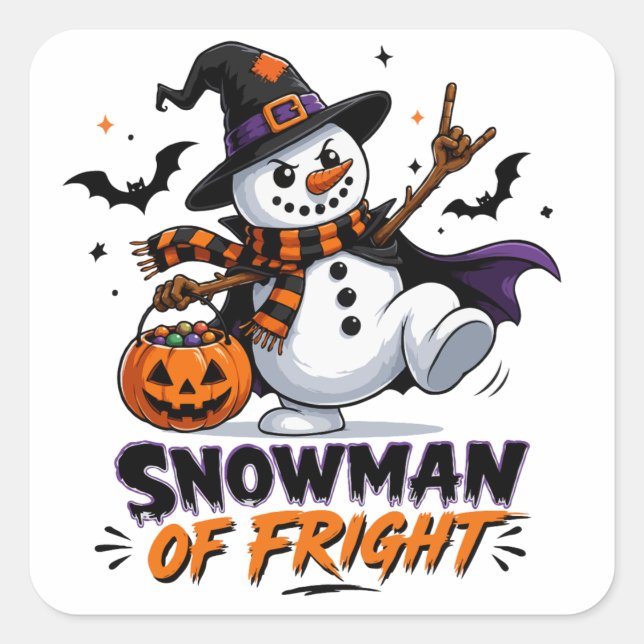 Snowman of Fright Halloween Square Sticker (Front)