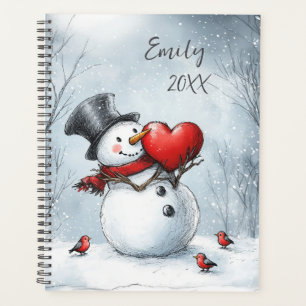 Snowman Offers Love with a Big Heart Planner