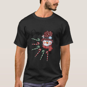Snowman Oma Candy Cane Red Plaid Christmas Gifts L T-Shirt