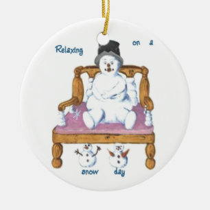 snowman on a snowman themed chair rd. ornament