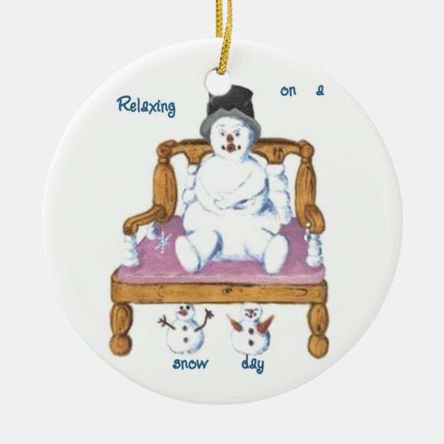 snowman on a snowman themed chair rd. ornament (Front)