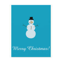 Snowman on Blue Background. Merry Christmas!