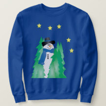 Snowman on blue
