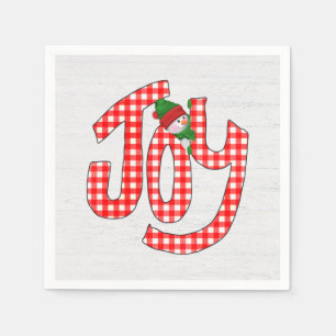 Snowman On Gingham Joy  Napkin