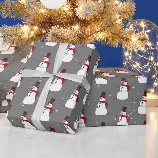 Snowman On Grey Wrapping Paper (Holidays)