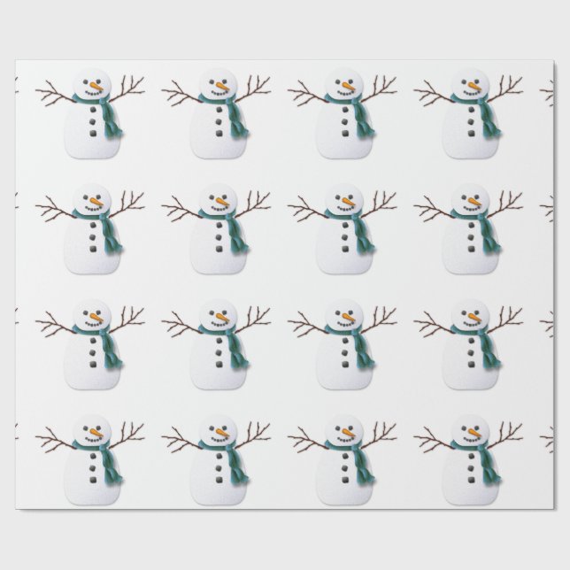 Snowman on Holiday Wrapping Paper (Flat)