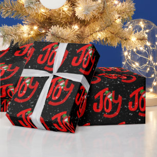 Snowman on Joy and Snowflakes Wrapping Paper