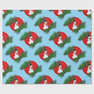 Snowman on ornament wrapping paper