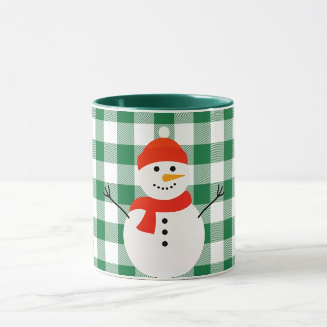 Snowman On Plaid Mug (Center)