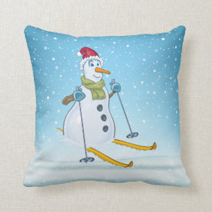 Snowman on Skis Cushion