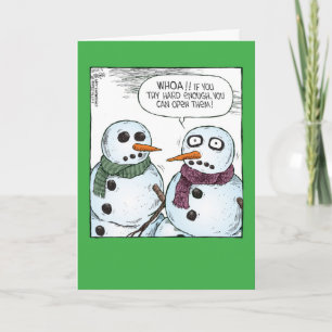 Snowman Open Eyes Christmas Humour Card